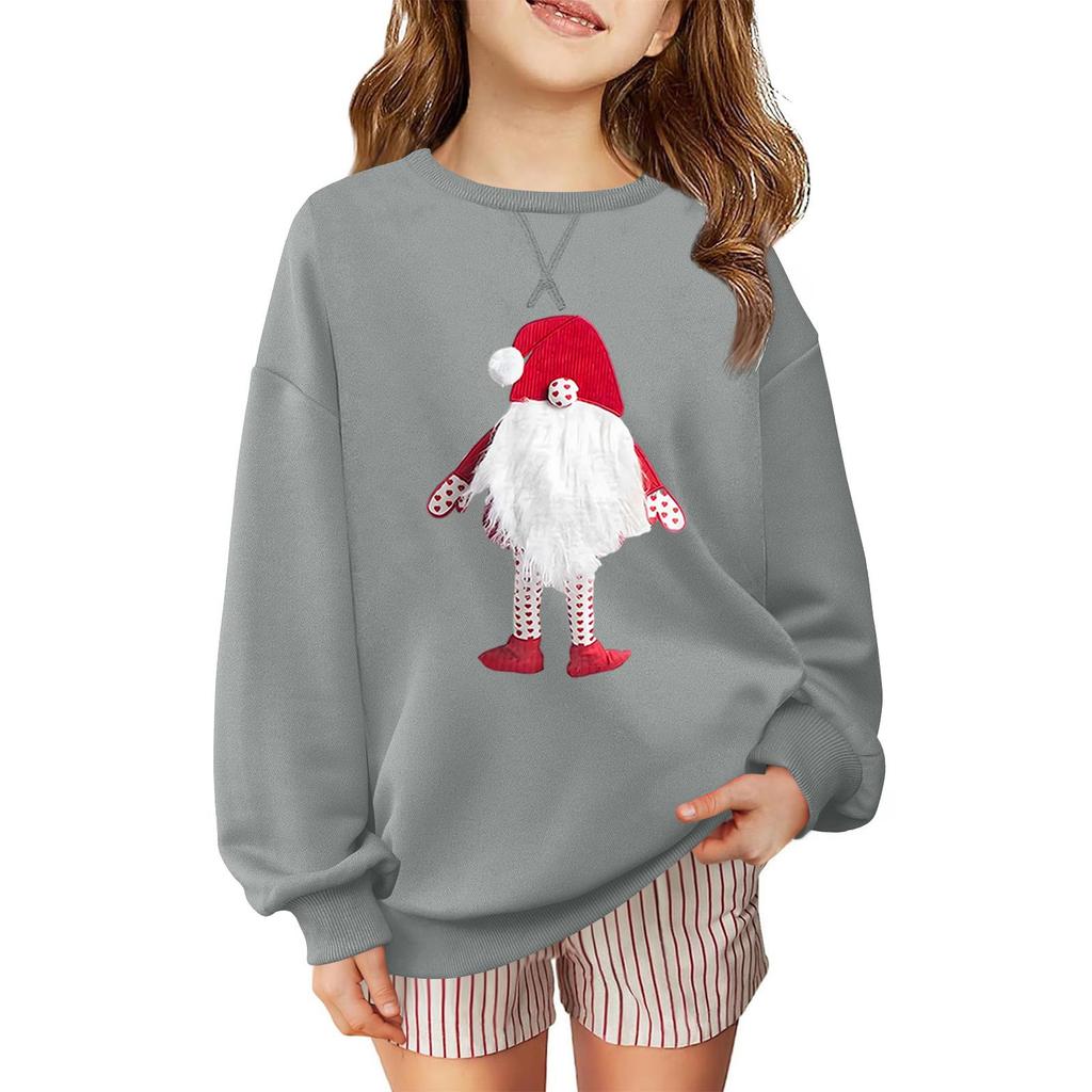 Children's Fashionable Casual Long-sleeved Loose Christmas Print Pullover Sweatshirt