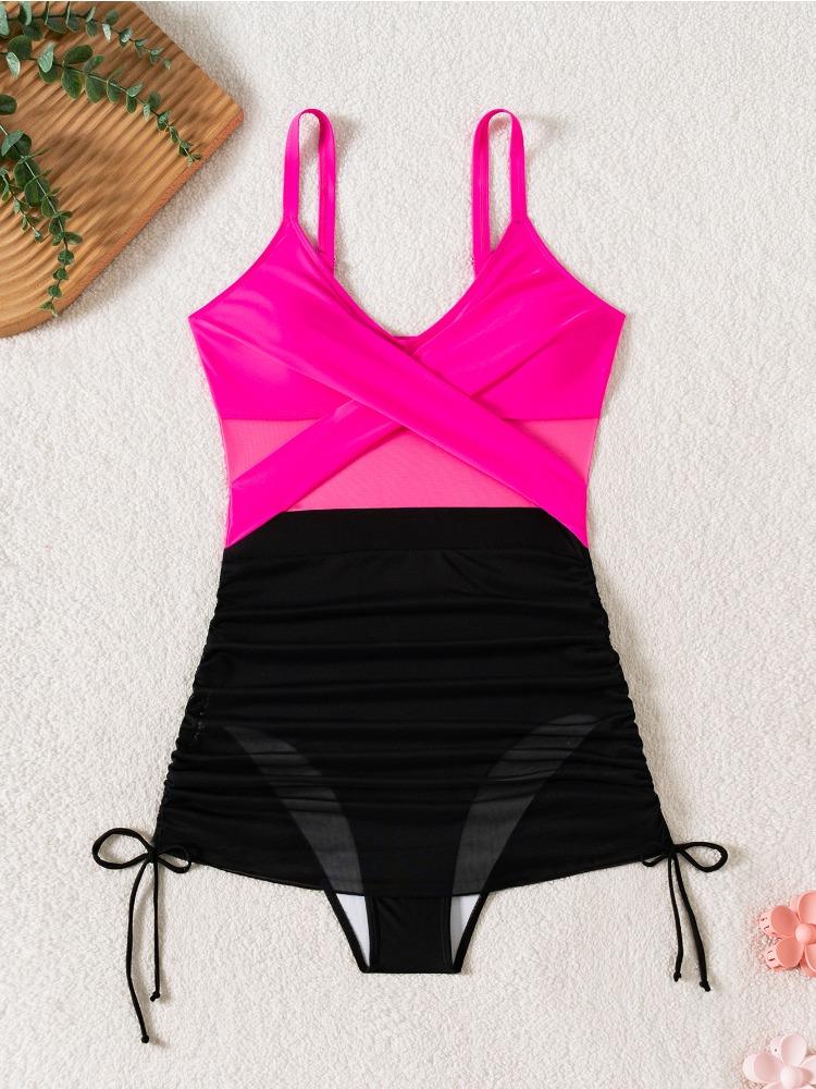 Siatka Seksowny Sznurek Jednoczęściowy Strój Kąpielowy Bikini Damska Moda Plaża Wakacje Elegancki Strój Kąpielowy