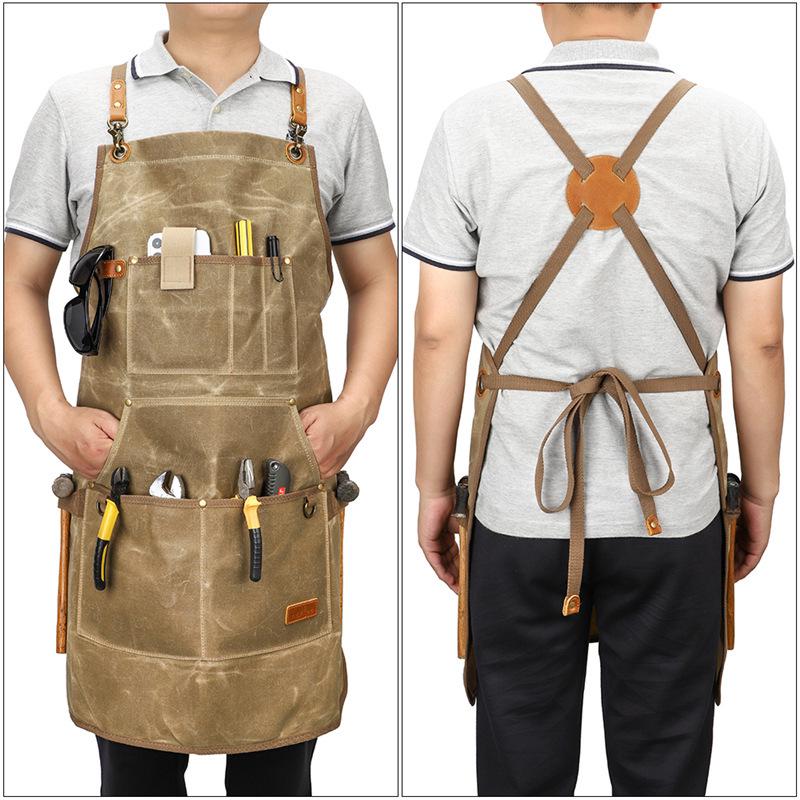 Thickened Canvas Garden Apron: Adjustable, Waterproof & Oilproof Smock with Logo Print