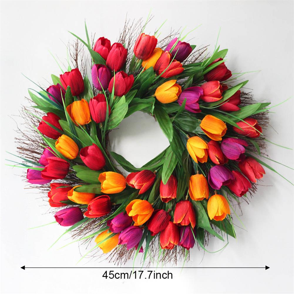 Flower Wreath Vibrant Color Handcrafted Silk Front Door Artificial Flower Wreath for Home Shops