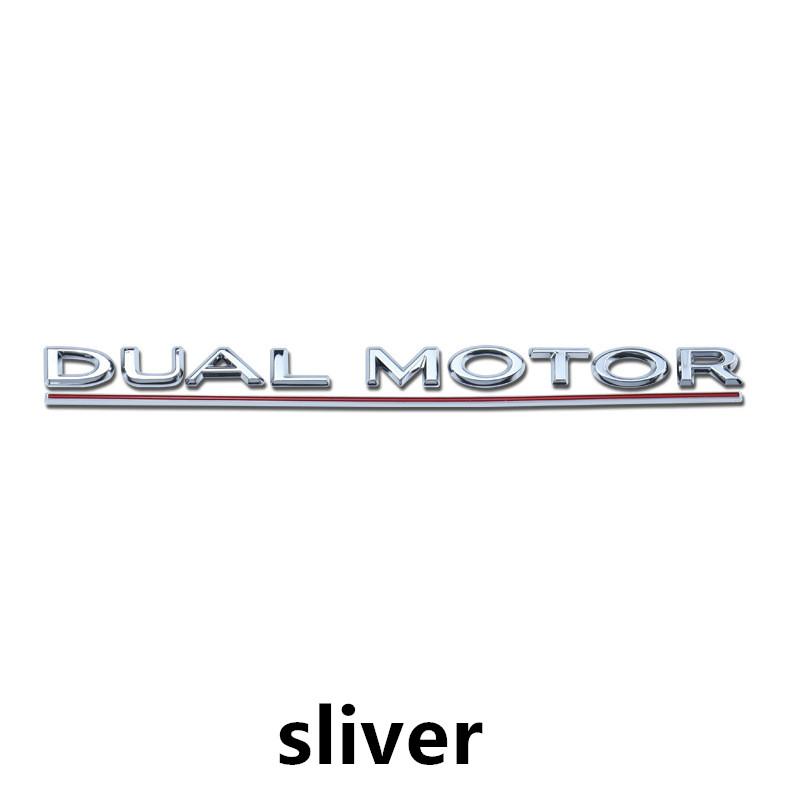 DUAL MOTOR Underlined Letters Emblem for Tesla Model Y 3 X S Car Styling High Performance Trunk Badge Sticker Chrome Black Red