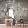 Retro Photo Wallpaper Plum Blossom Mural Hand Painted Flowers Birds Wall Murals Living Room Study Fresco