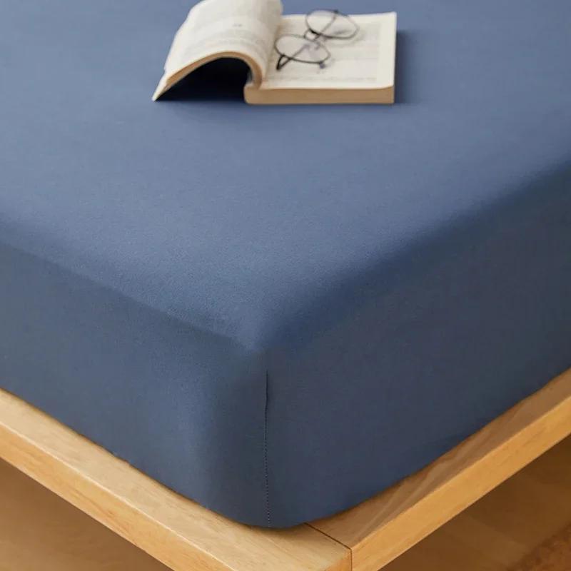 Baumwoll-Spannbettlaken mit Gummibändern Rutschfest Verstellbarer Matratzenbezug für Doppel- King- Queenbett Rutschfest Einfarbig