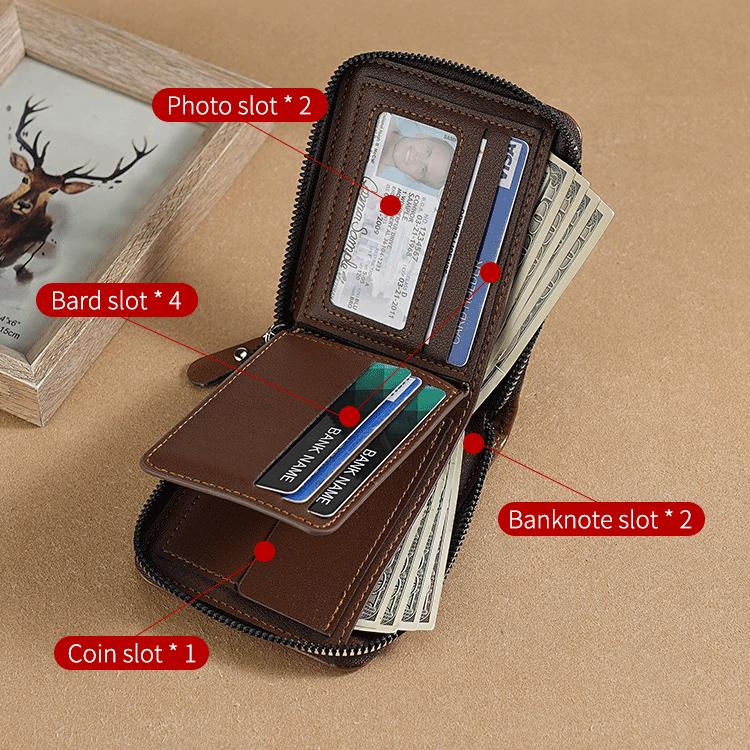Short Small Zipper Wallet for Men Male Money Clip Vintage Purse Fashion Casual PU Leather Card Holder With Coin Pocket High Quality