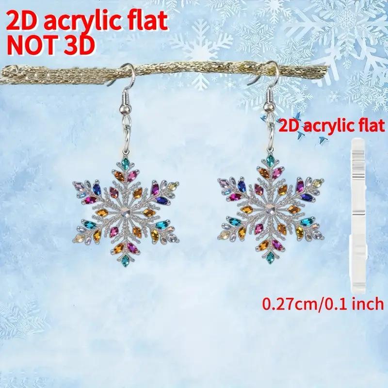 Cross-border new snowflake earrings flat acrylic Christmas party pendant fashionable versatile snowflake earrings jewelry
