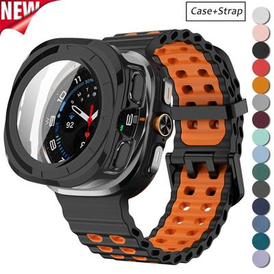 Case+Strap for Samsung Galaxy Watch 7 Ultra 47mm Sport Silicone Band Bracelet PC Case Protective Cover for Galaxy Watch 7 Ultra