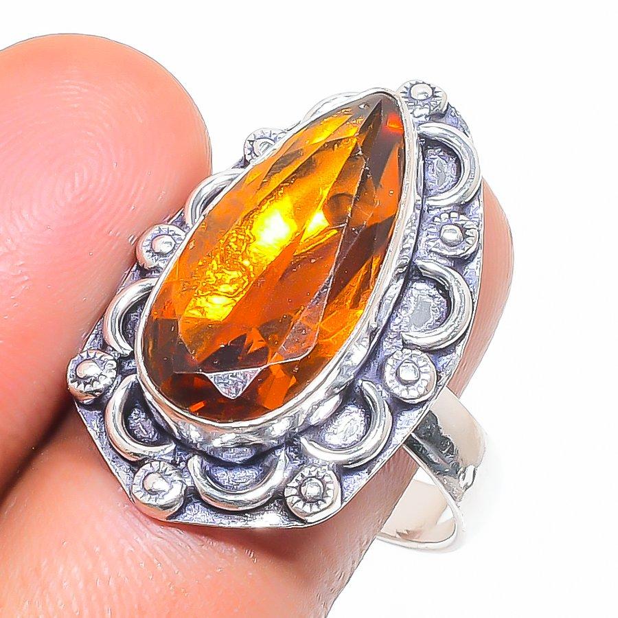 

Кольцо из серебра 925 пробы с натуральным цитрином, размер 9, o6d01