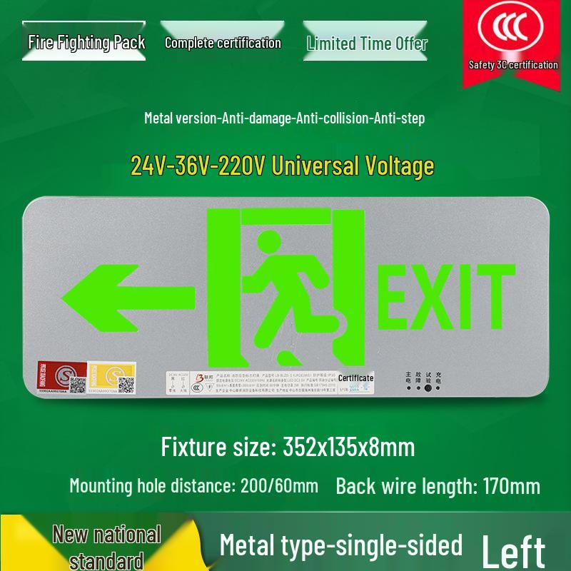 LED Fire Emergency Exit Sign with Plug-In for Evacuation Routes