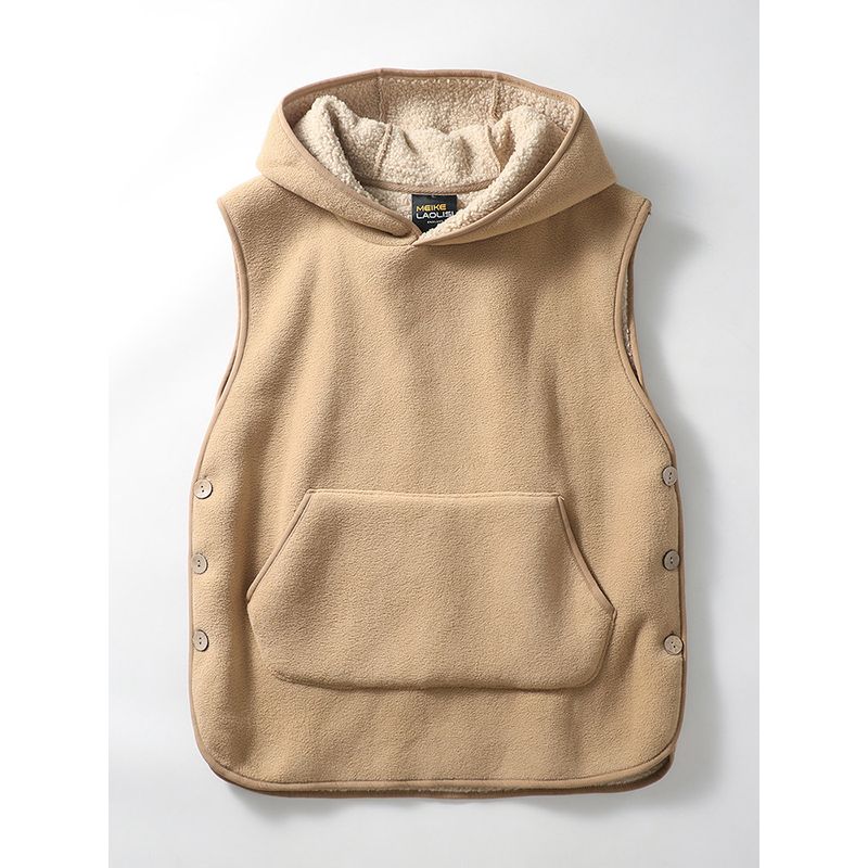 Japanese-Style Retro Polar Fleece Waistcoat Men's Winter Fleece-lined Thick Lambskin Vest Export Men's Heattech Vest
