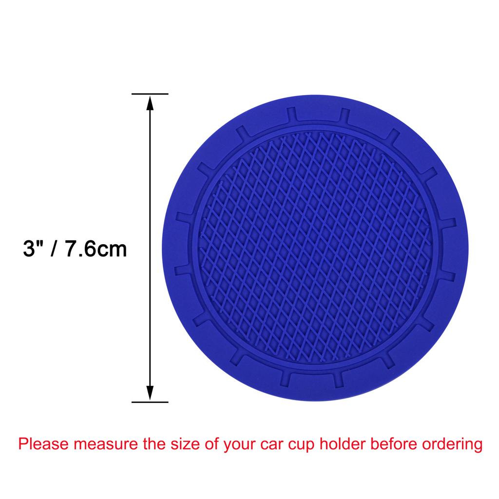 Wisdompro Car Coasters for Drink 76mm Blue Non-Slip Holders, Vinyl, Anti-Slip, Vibration-Dampening, Round, Diameter, 4-Pack,