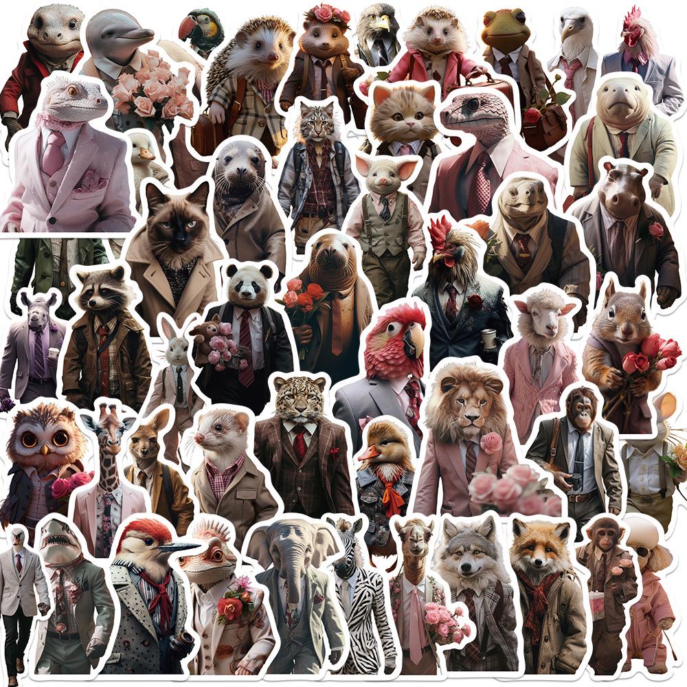 Sada samolepek divoké zvěře: Los, Alpaka, Panda & Lev