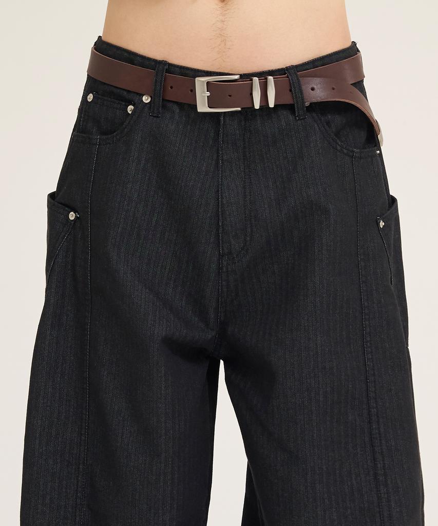 Akesi Dual Square Leather Belt_Brown