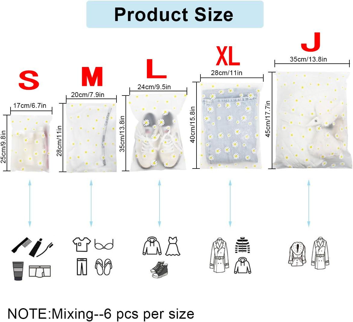 

10 Pack Travel Storage Bags for Clothes, Clear Reusable Bags Plastic Ziplock Bags, Waterproof Travel Organizer 10 Pack S(17X25cm)