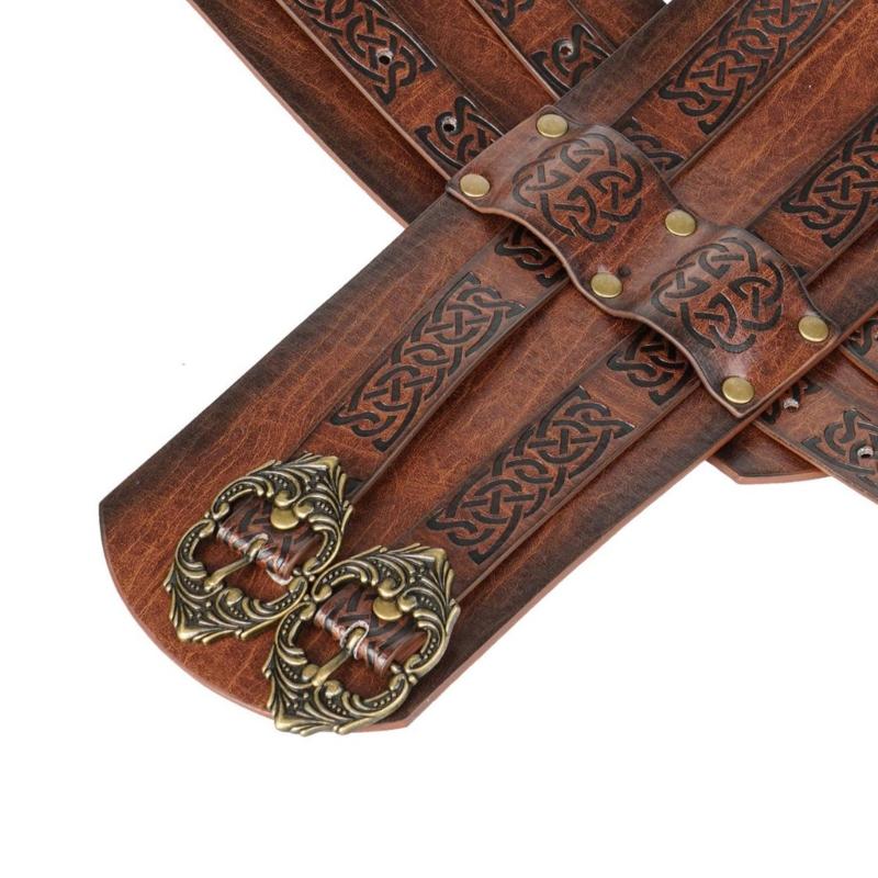 Embossed Viking Leather Wide Belt Knight Corsets Belt Renassance Medieval Buckle Belt Nordic Faux Leather Armors Belt