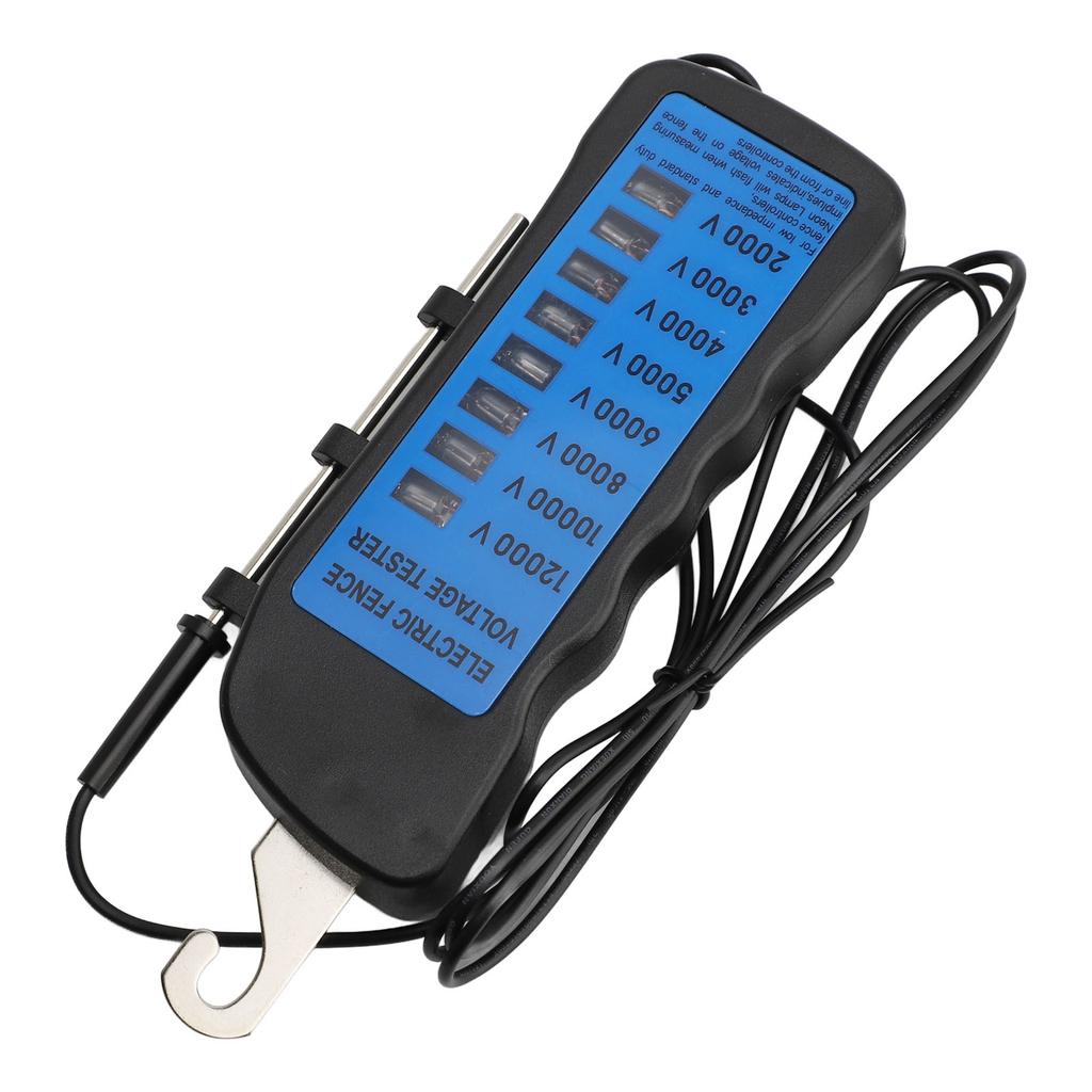 Electric Fence Voltage Tester Fault Finder 12 KV Portable Farm Fence Tester with 8 Indicator Lights
