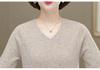 High-End Versatile Cashmere V-Neck Sweater for Middle-Aged and Elderly Women, Plus Size Warm Wool Base Layer