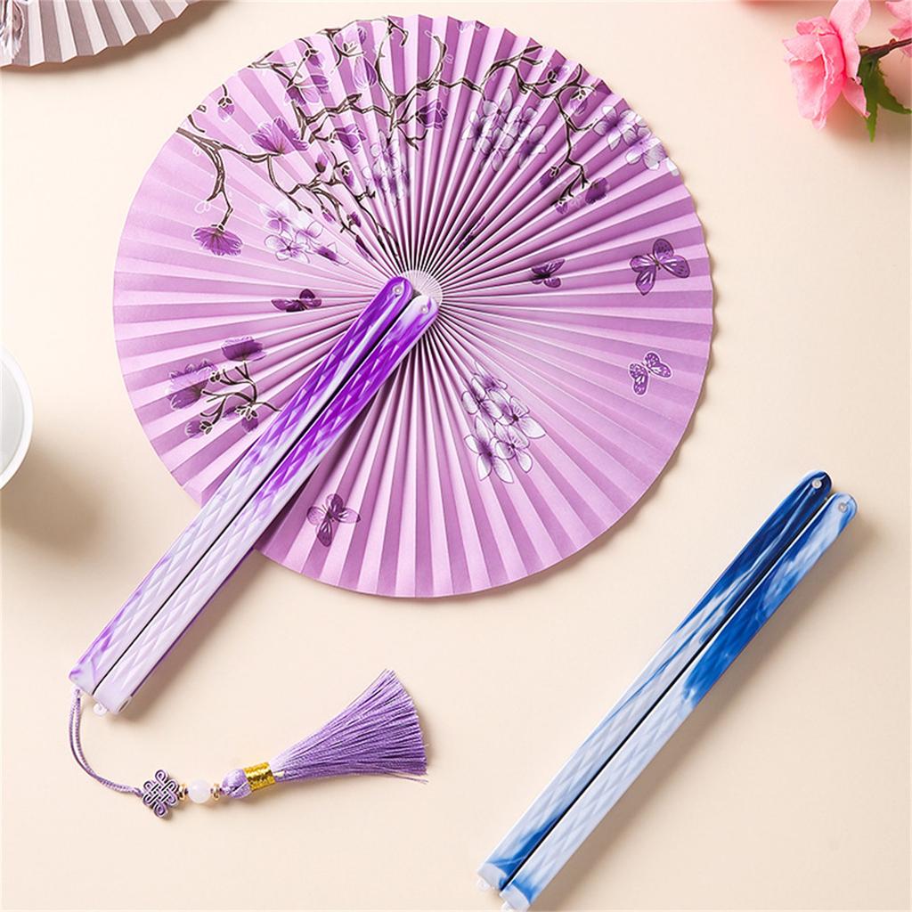 Handheld Hand Fan With Tassel Magnetic Folding Fan For Women Vintaged Shape Paper Fan For Weddings And Decorations