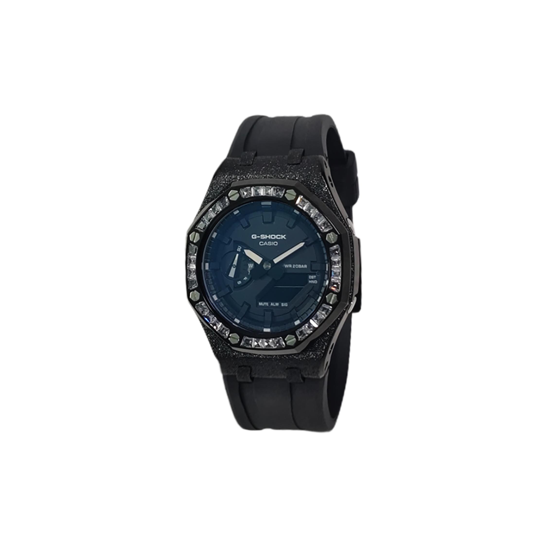 CASIO Custom Collection GA2100 Quartz Movement Watch Unisex Black Dial GA-2100SKE-7A(Watch3--) Black Strap
