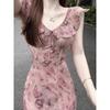 Pure Desire Long Butterfly Print Lotus Leaf Edge Thin Dress Women's 2026 Summer New Waist Temperament Skirt Women