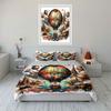 Vintage Hot Air Balloon Decor Multiple Sizes Kid'S And Adults' Bedroom Exquisite 3Pc Bedding Set, Gift