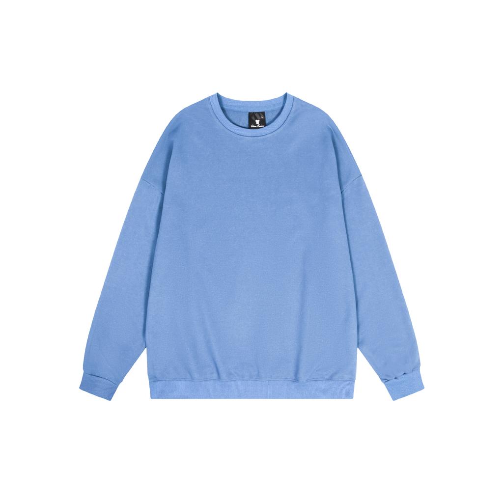 Basic Solid Color Fashionable Crew Neck Twill Sweatshirt Luxurious Relaxed-fit Versatile Unisex Long Sleeve Basic Streetwear Sweatshirt