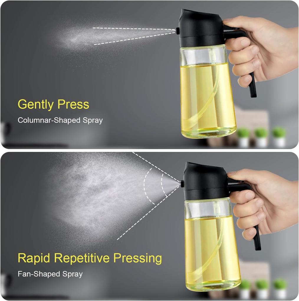 Pulverizator de Ulei pentru Gătit 2 în 1 Pulverizare Turnare Dozator Ulei de Măsline 470ml Sticlă Pulverizator Ulei Gadgeturi de Bucătărie