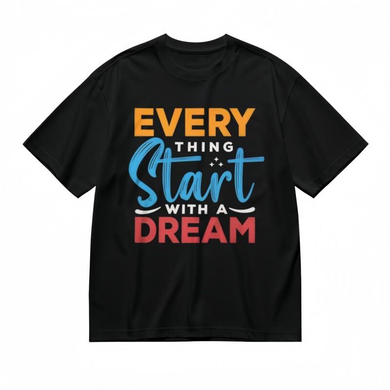 

Men s All-Season Trend Classic T-Shirt Dream Big Quote with Star Decor Tee 4XL