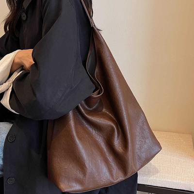 Bolsa Retro Maillard para Deslocamento de Grande Capacidade para Mulheres Estilo Coreano Novo Trabalho Bolsa de Compras Outono e Inverno Bolsa Tote de Ombro Único