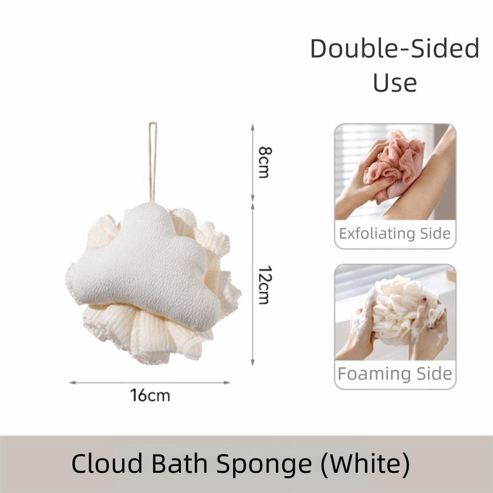 Ny 2-i-1 Badboll Handduk Hängbar Mjuk Badsvamp Exfolierande Nät Hudvänlig Ansiktsrengöringskula Badtid