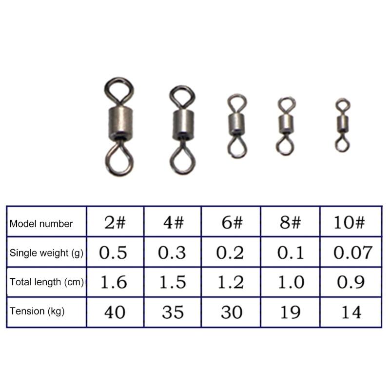 250pcs High Strength Fishing Barrels Swivels Rolling Fishing Tackle Line Connector Swivels Fishing Tackle Tool Enduring