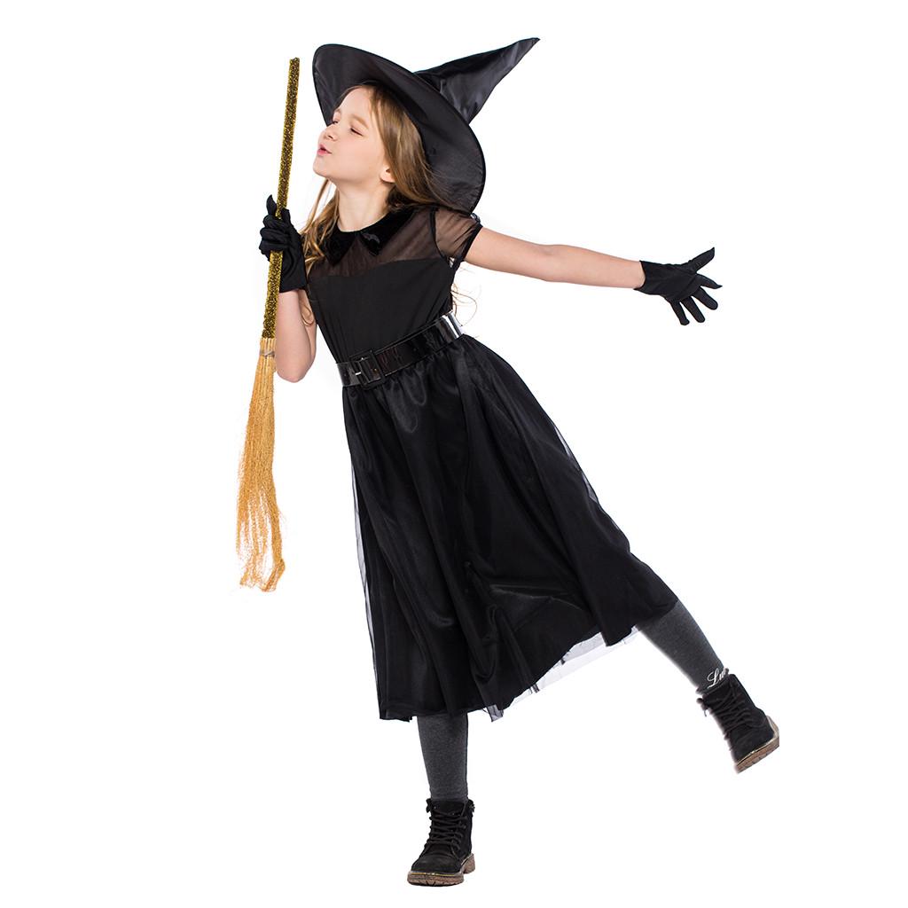 Children Kids Girl Halloween Cospaly Costume Small Hag Clothes Party Dress Set