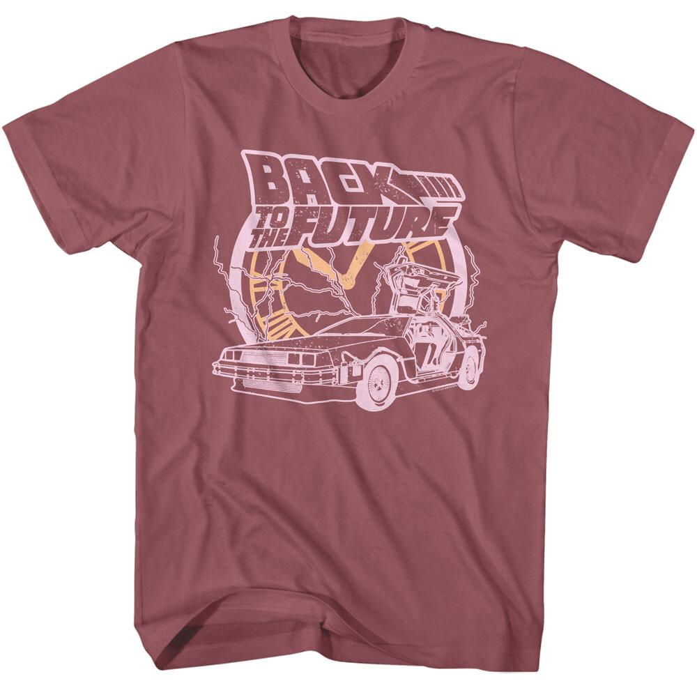 Back To The Future Movie Clock Face Delorean Lightning Bolts Men T Shirt S