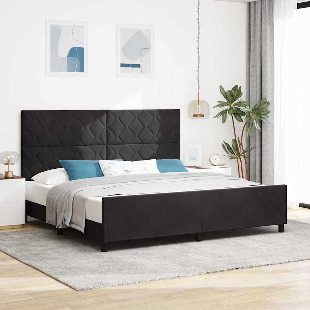 Box Spring Bed with Headboard Black 200 x 200 cm Velvet
