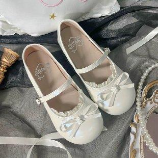 

women Bow Round Head Ruffled Pu Low Heeled Shoes Japanese Style Lolita Sweet Girls Shoes Kawaii Lolita Princess Victoria shoes 40 бежевий