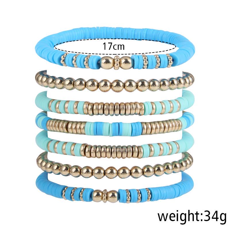 Vintage Bohemian Polymer Clay Bead Bracelet Set for Men and Women