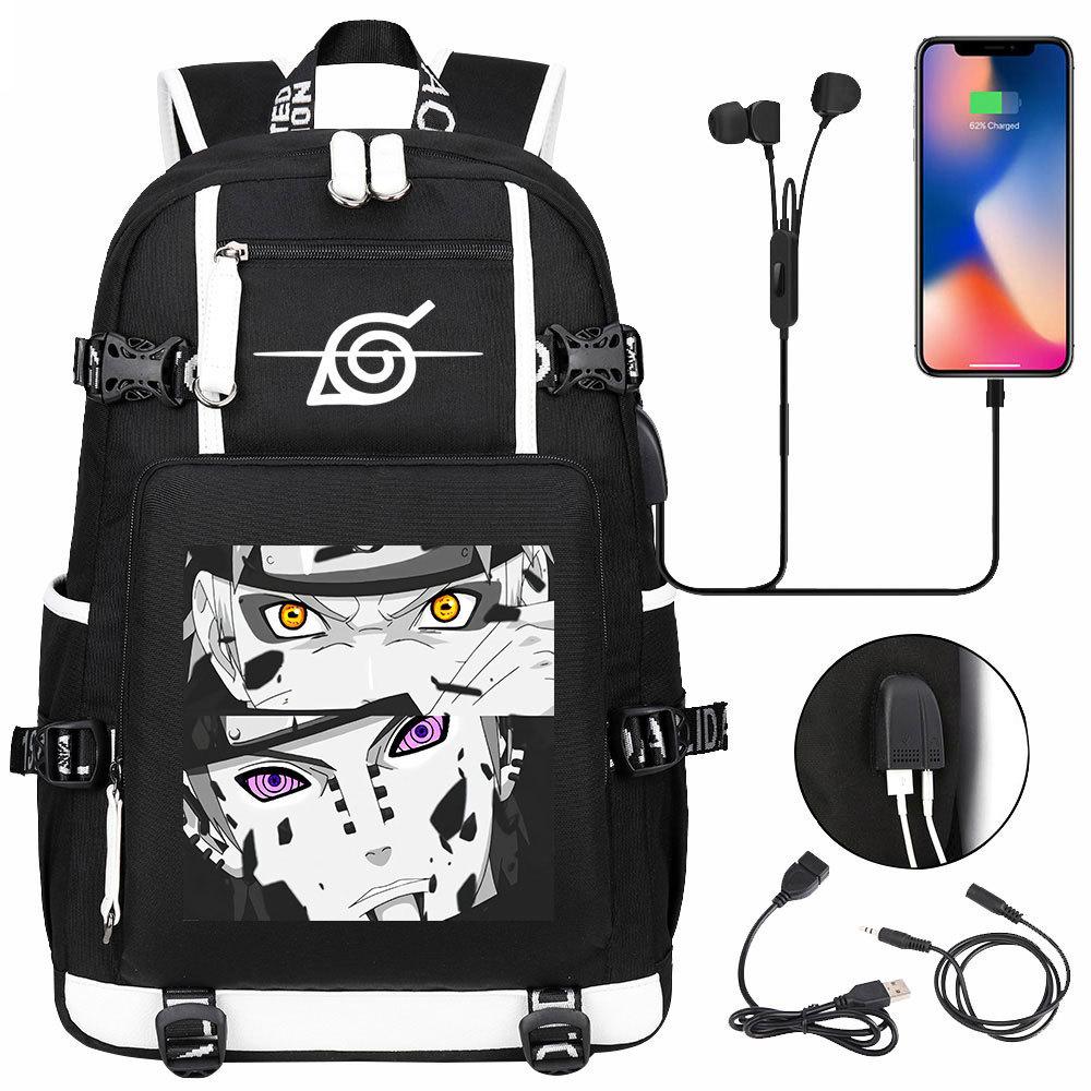 Neuer Naruto-Druck USB Teenager Schüler Schultasche Herren und Damen Freizeit Rucksack mit großer Kapazität Reise Rucksack