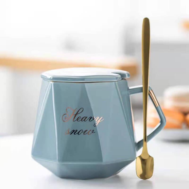 Luxury Ceramic Coffee Mug Set with Lid and Spoon