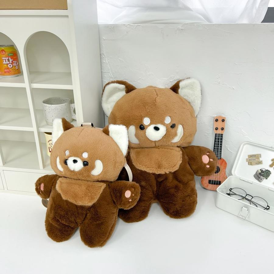 Red Panda Plush Doll Raccoon Backpack Cute Plushie Doll Women Crossbody Fur Soft Shoulder Bag for Travel Party Birthday Gift
