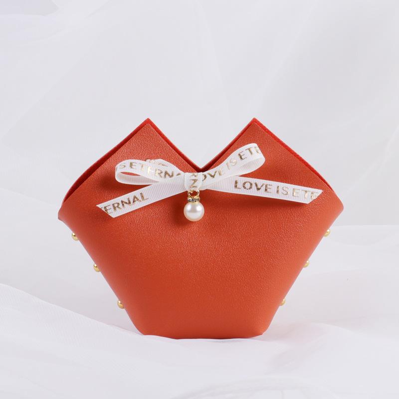10/20PCS Leather Gift Bags Bow Ribbon Packaging Bag Wedding Favour Distributions Bags Christmas Candy Packaging Box Mini Handbag
