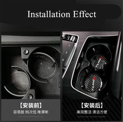 New 2Pcs Carbon Fiber Car Water Cup Holder Pad Mat Trim Non-slip Sports Accessories