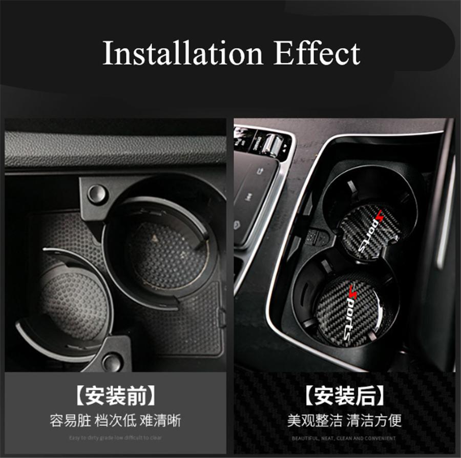 2Pcs Carbon Fiber PVC Car Cup Holder Pad Water Cup Slot Non-slip Mat Sport Style
