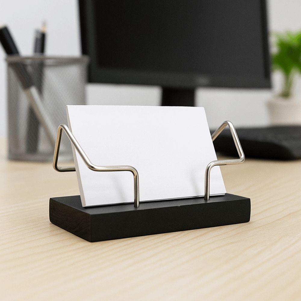 Wooden Business Card Holder Creative Display Stand New Desktop Shelf Box Office