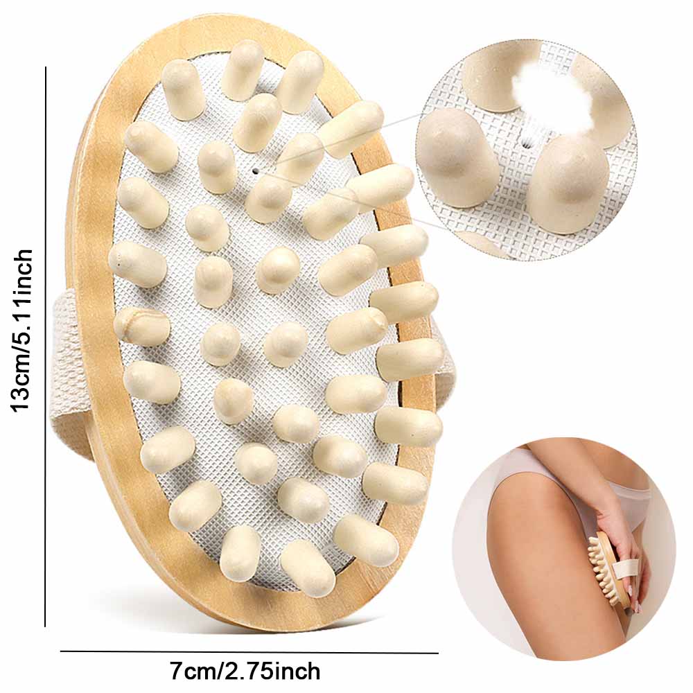 Anti Cellulite Massage Brush  Men  Women Bath Shower Full Body Wooden Rubber Particles Massager Spa Comb Beauty Slimming
