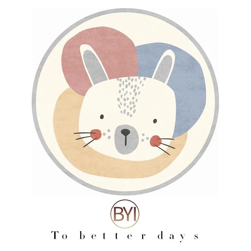 Cute Round Rug Kids Rooms Carpets Bedroom Cartoon Decoration Bedside Rugs Living Room Carpet Study Non-slip Chair Floor Mat