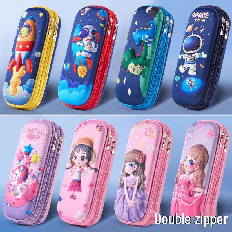 3D Double-Layer Pencil Case - Large Capacity Stationery Bag for Primary Students, Boys and Girls