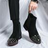 Men Suede Rivet Chelsea Boots Rockstud Shoes Dress Punk Shoes Party Nightclub Blazers Saddle Shoes Plus Size