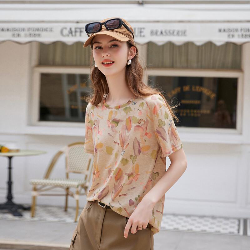 Bailuyu Retro Floral Print Short Sleeve T-Shirt
