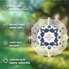 Vintage Blue Floral Wind Spinner 25cm Laser Cut Metal Hanging Decor 360 Rotating Hook for Garden Indoor Outdoor All Seasons Halloween Thanksgiving