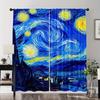 2PcsOil Painting Starry Sky Print Curtains,suitable for Bedroom,living Room Kitchen Decoration,home Decoration,window Decoration