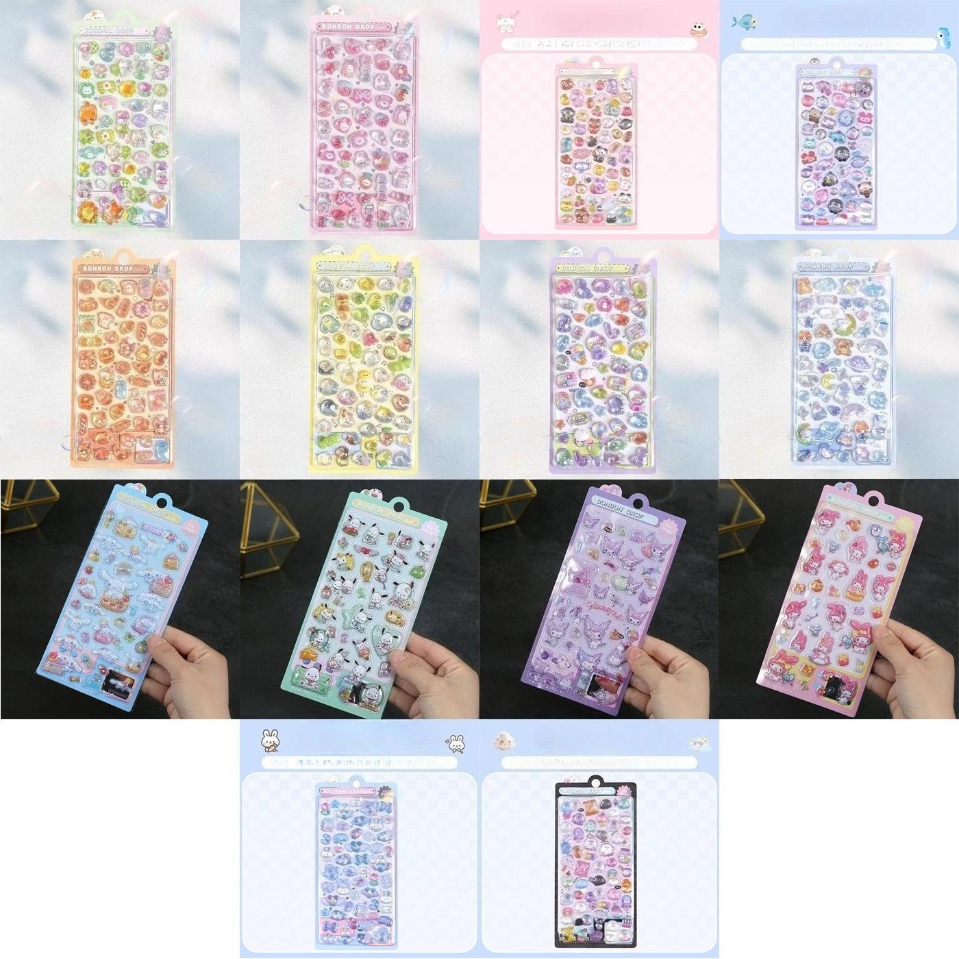 

1/2/3/4/5 Pc Creative Embossed Stickers Fun Crystal Bubble Self-adhesive Stickers for Kids Cute Cartoon Decorative Stickers Gift